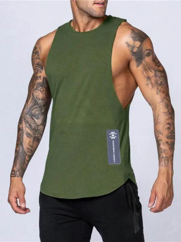 Men's Stylish Solid Color Sleeveless Sports Tank - Breathable Comfort for Active Days - MENLL